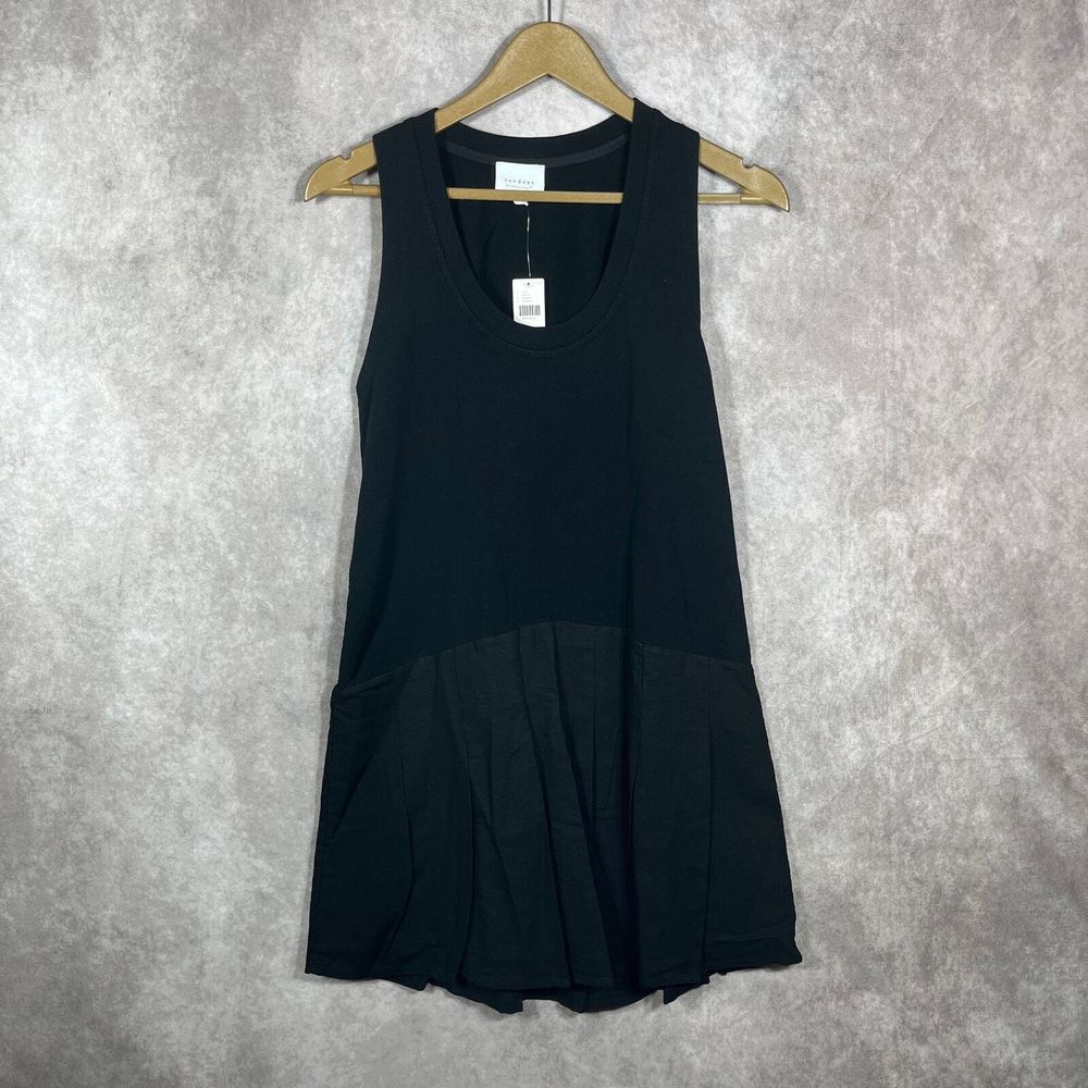 Anthropologie Sundays By Wearesundays Dress Womens Medium Black Knee Length NEW